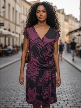 Versailles Collection Abstract Print Dress – XL